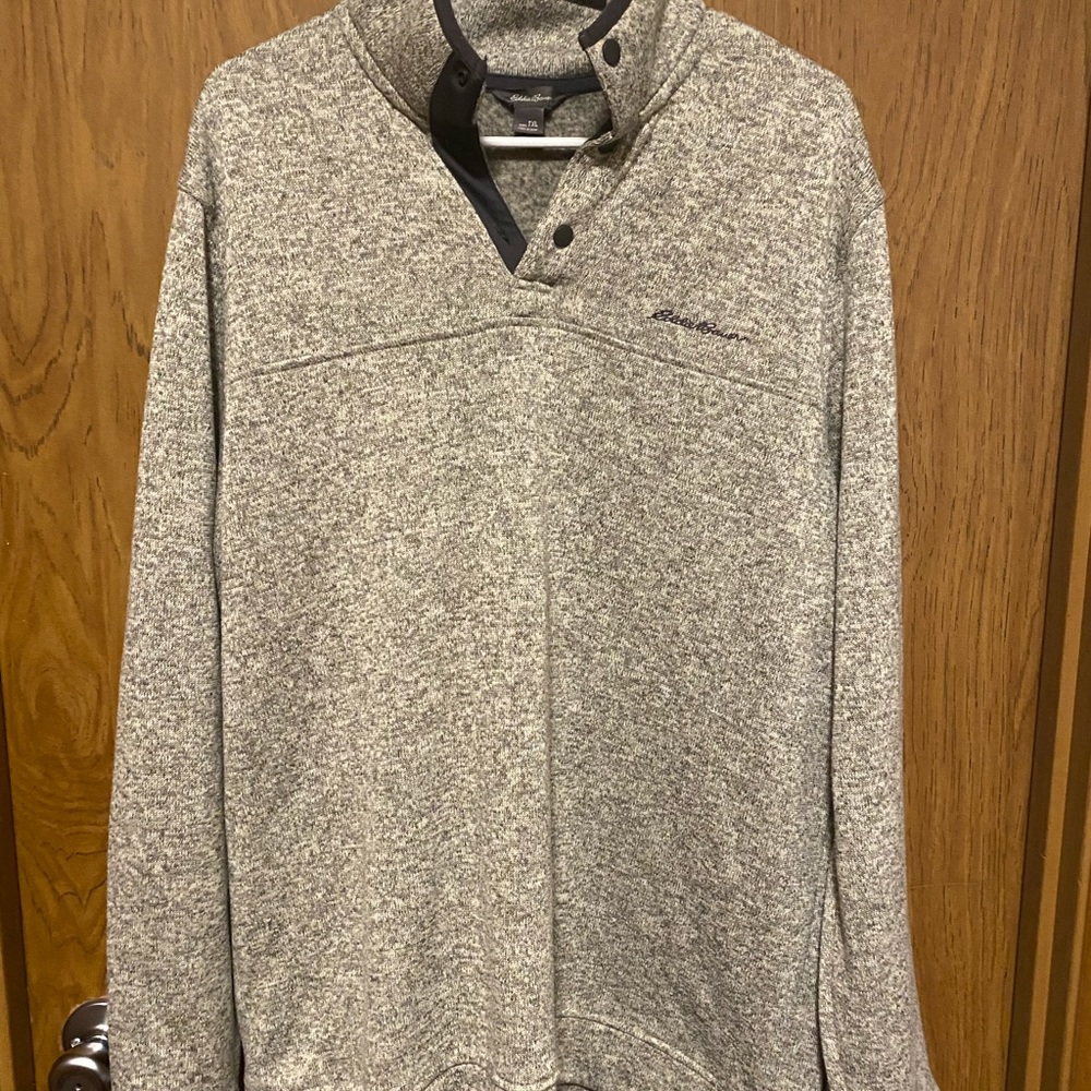 Eddie Bauer Fleece Snap Sweater Adult TXL Mock Pullover Mens-Like New.